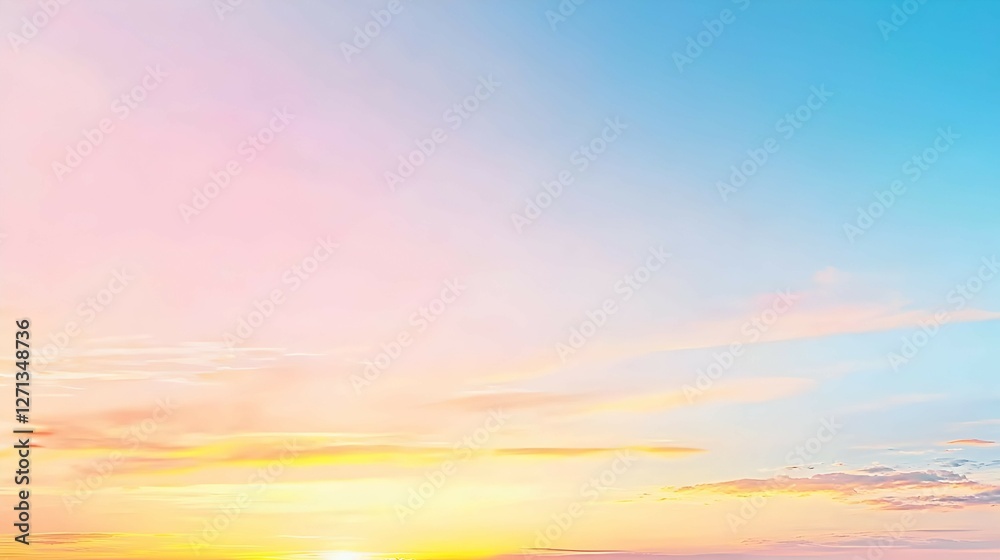 Fototapeta premium Pastel Sunset Sky with Soft Clouds