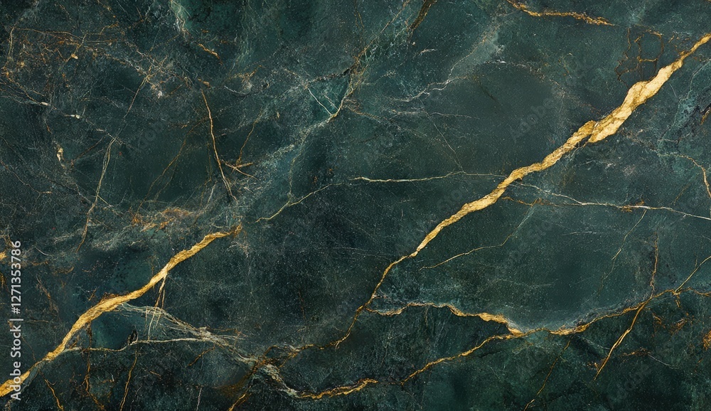 Fototapeta premium Elegant Dark Green Marble Texture with Gold Veins