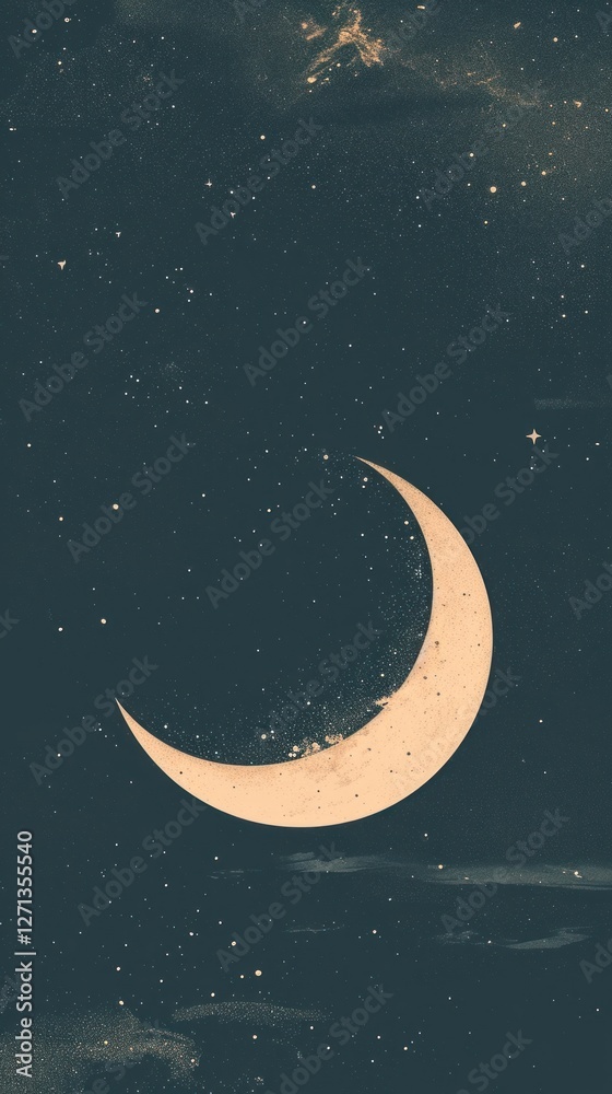 Naklejka premium Vintage wallpaper moon astronomy outdoors.