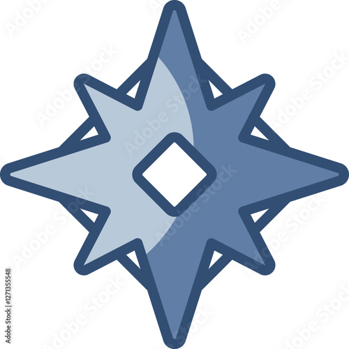 navigation compass vector icon transparent background. replaceable blue color design