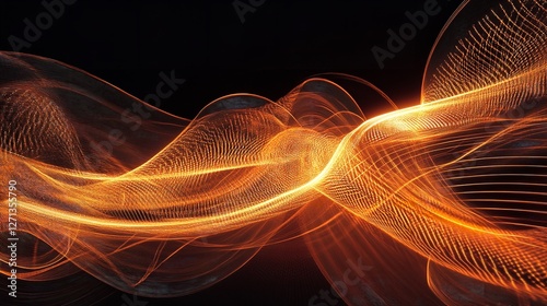 Wallpaper Mural Abstract Orange Wave Background Digital Art Design Elegant Smooth Flowing Lines Modern Technology Futuristic Energy Bright Glowing Particles Abstract  Torontodigital.ca