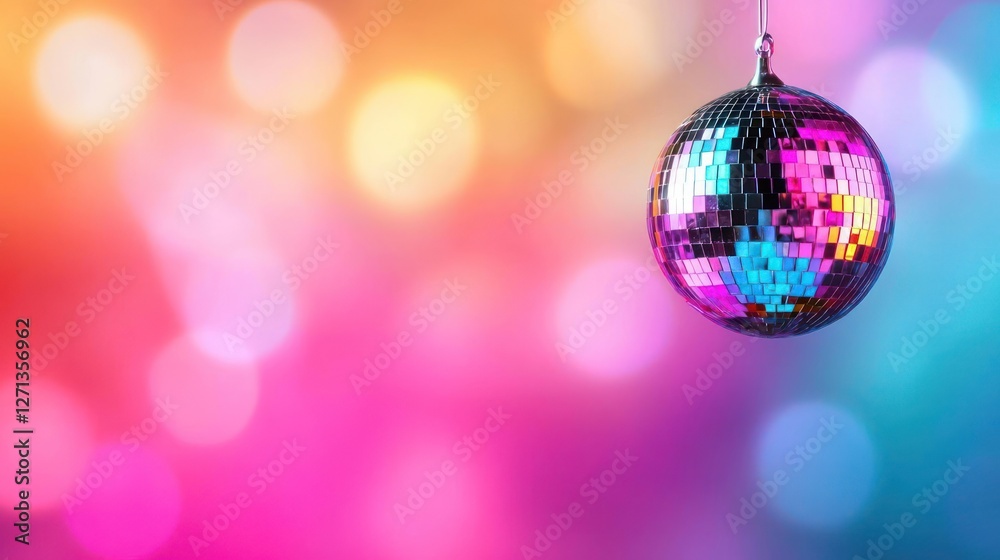 Disco Ball with Colorful Bokeh Background Disco Ball with Colorful Bokeh Background