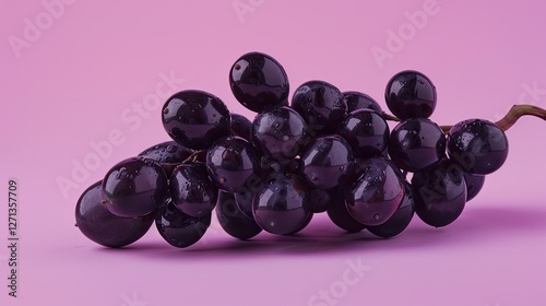 dark grapes, purple background, studio photography