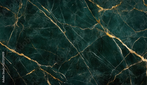 Elegant Dark Green Marble Texture with Gold Veins