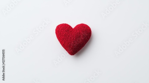 Red Knitted Heart on White Background