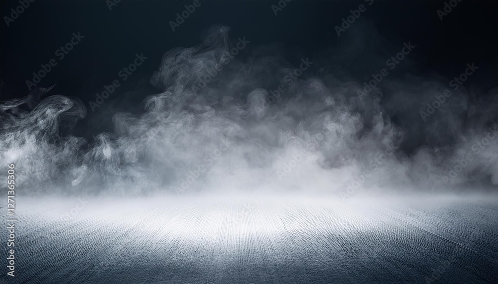 Fototapeta premium Abstract background of white color with dark gradient, smoky and smoke on the floor