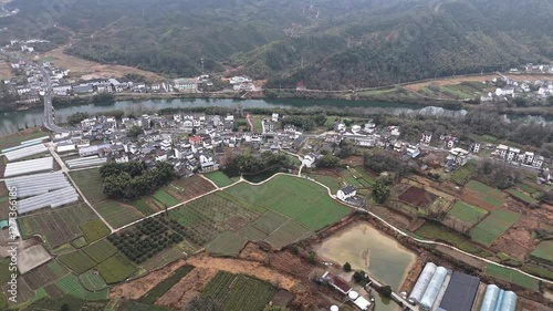 High-altitude aerial photography of Longwan Village, Wucheng Town, Xiuning County, Anhui photo