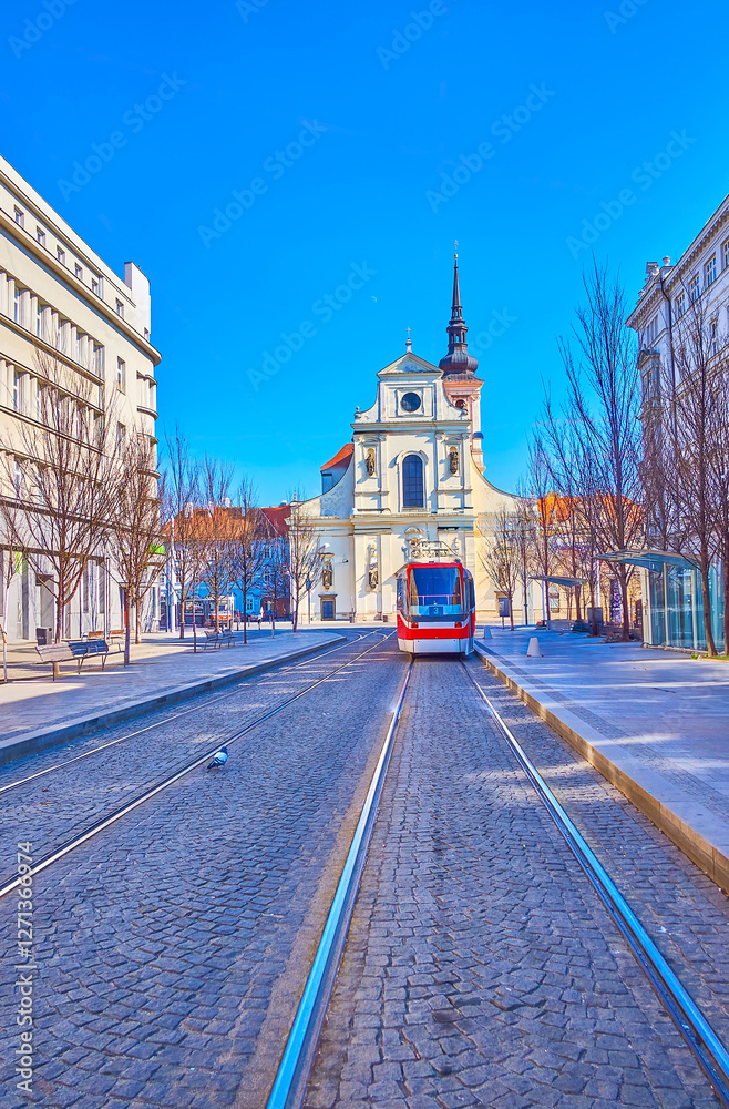 Central neighborhood of Brno city with Church of St. Thomas, Czech Republic