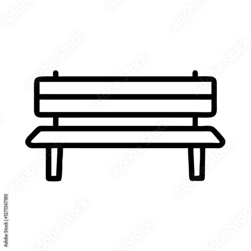 Park bench outline icon in black and white