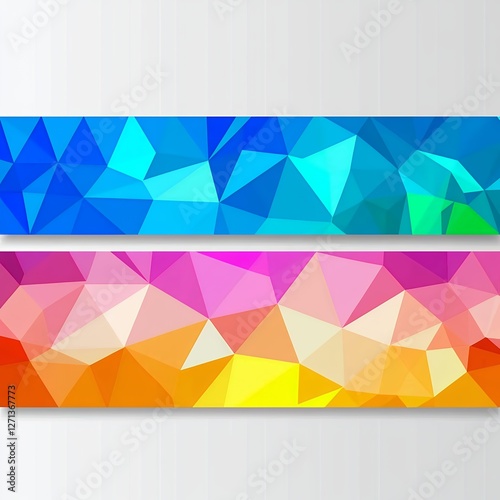 Colorful Abstract Geometric Patterns Featuring Blue Pink and Orange Shades