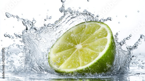 Splashing Water on Lime Fruits