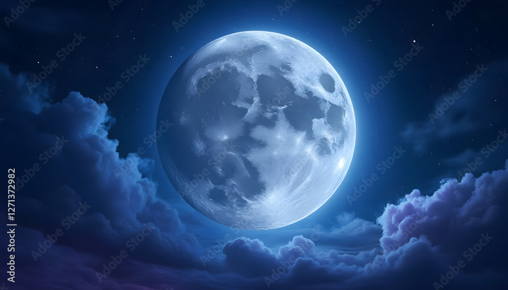 Mystical full moon in a starry sky with a soft glowing aura, dreamy atmosphere backdrop Mystical full moon in a starry sky with a soft glowing aura, dreamy atmosphere backdrop