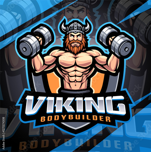Viking body builder esport mascot logo design