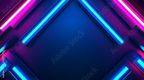Abstract neon light background. Glowing lines and shapes.