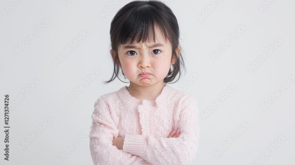 Kid Looking Sad with a Pouting Face, Isolated on White Kid Looking Sad with a Pouting Face, Isolated on White