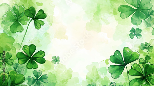 St Patrick artistic clover background green tone festive design watercolor illustration photo