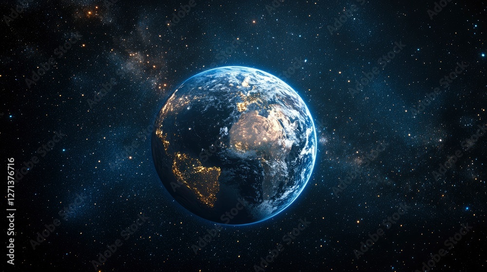 Obraz premium Earth at Night from Space A Stunning View of Our Planet