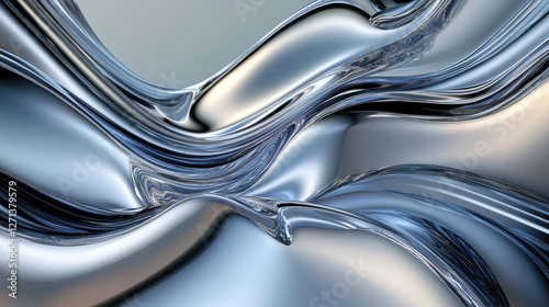 Sleek abstract liquid metal background with soft chrome reflections, creating dynamic and fluid visual experience. Perfect for modern design projects