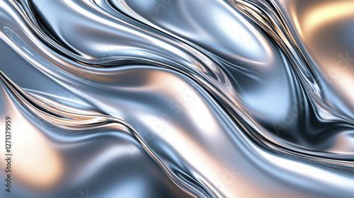smooth, abstract liquid metal background with soft chrome reflections creates mesmerizing visual effect. flowing patterns evoke sense of fluidity and elegance