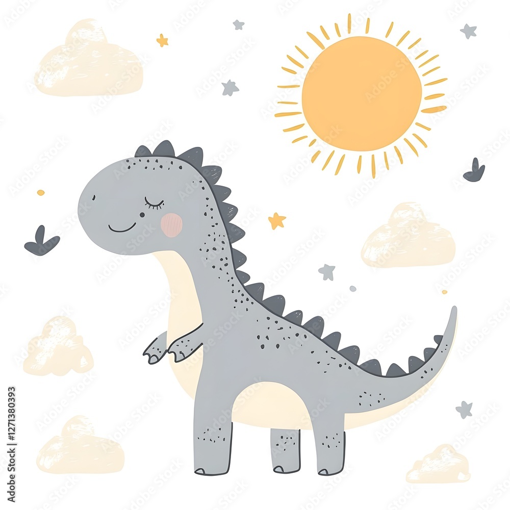 Naklejka premium Illustration of a little smiling dinosaur