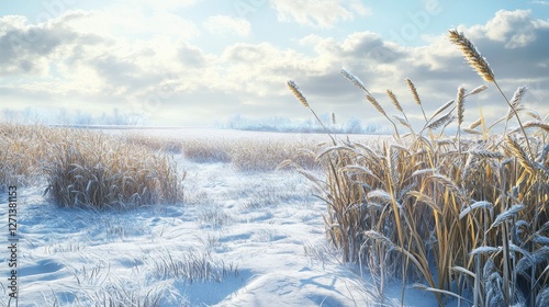 Frost damage to crops in spring from severe frost in winter wheat fields. photo