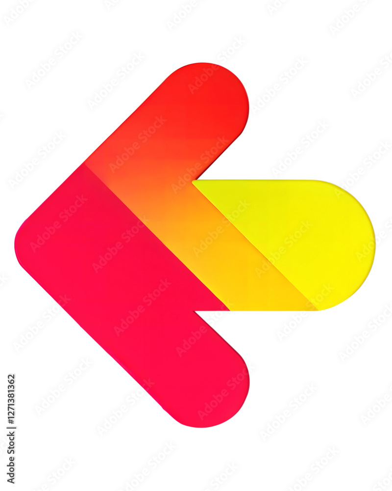 A vibrant arrow pointing left with a gradient red-to-yellow color scheme, isolated on a white background, representing direction and movement. A vibrant arrow pointing left with a gradient red-to-yellow color scheme, isolated on a white background, representing direction and movement.