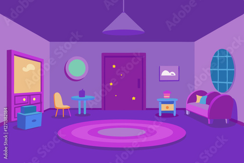 interior of a room with a chandelier