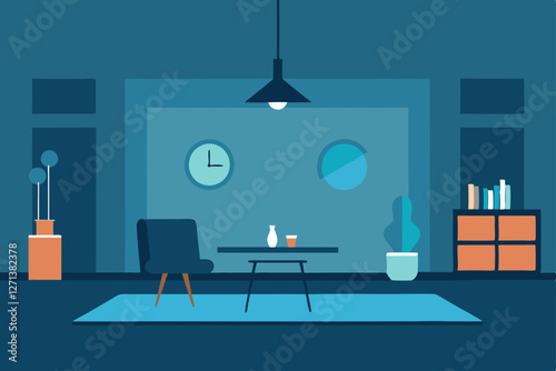 vector illustration of living room with fireplace