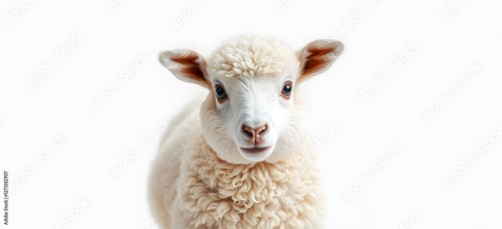 Fototapeta premium Isolated white sheep cute small 