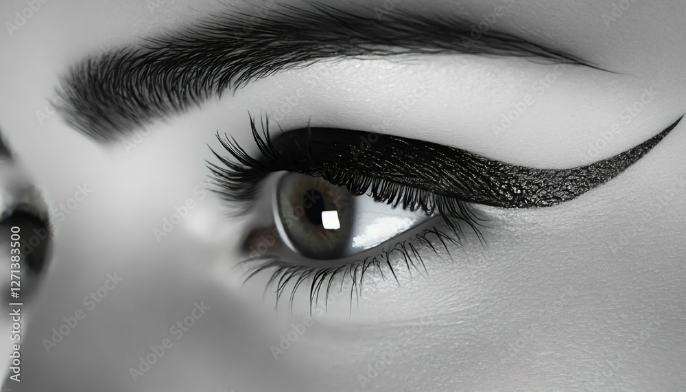 Fototapeta premium Elegant Close-Up of Artistic Eye Makeup with Bold Eyeliner Design