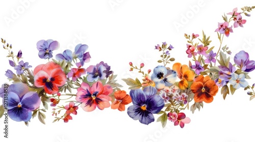 Vibrant floral watercolor border illustration