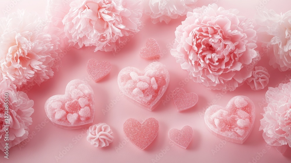 Pink Hearts Flowers Sweet Love Romance Gift Pink Hearts Flowers Sweet Love Romance Gift