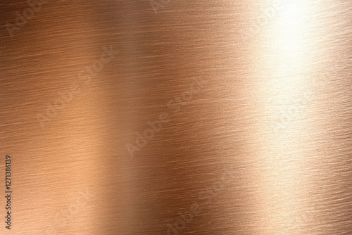 Copper surface with brushed texture reflecting light photo