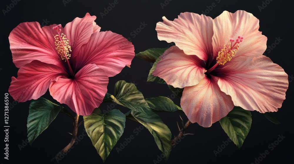 Obraz premium PNG Tropical flowers hibiscus nature plant.