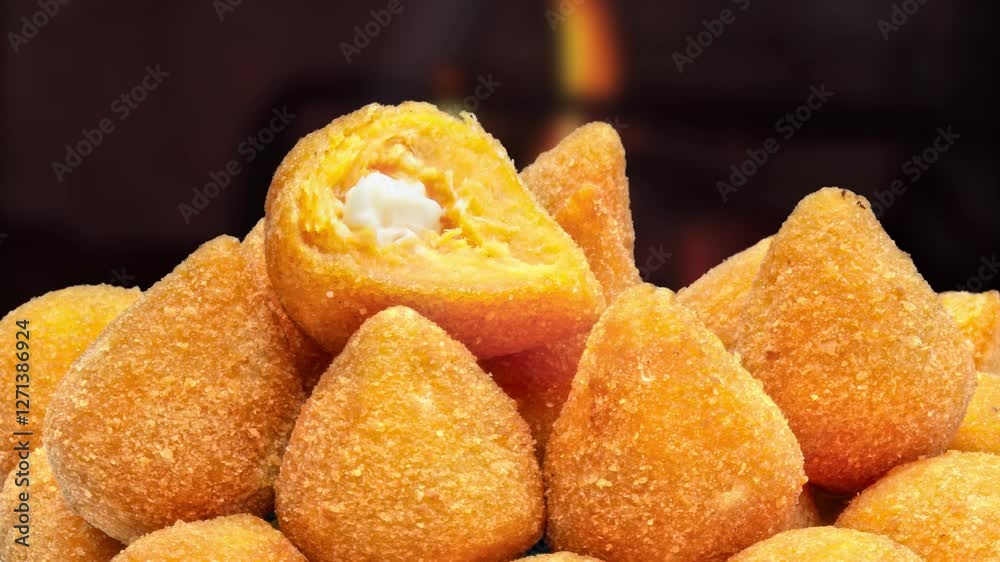 Brazilian snacks food, breaded, coxinha, kibe, esfiha Brazilian snacks food, breaded, coxinha, kibe, esfiha