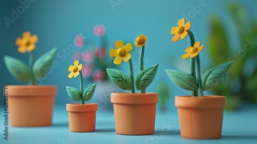3D Marketing Growth icon set concept. 