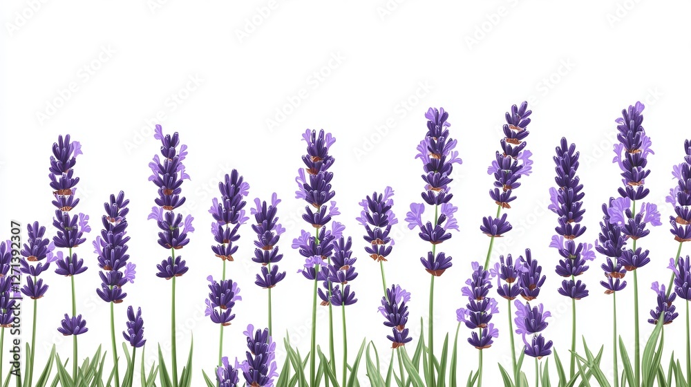 Fototapeta premium Vibrant Lavender Flowers in Full Bloom Capturing the Essence of Tranquility and Natural Beauty with Rich Purple Hues Set Against a Soft Green Background in a Serene Floral Composition
