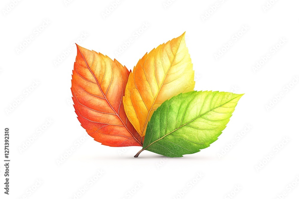 Obraz premium Vibrant Autumn Leaves Collection: Perfect for Fall Designs, Thanksgiving Invitations, Autumnal Decorations, Seasonal Greetings, and Website Banners. Crisp, clean, high-resolution image of colorful