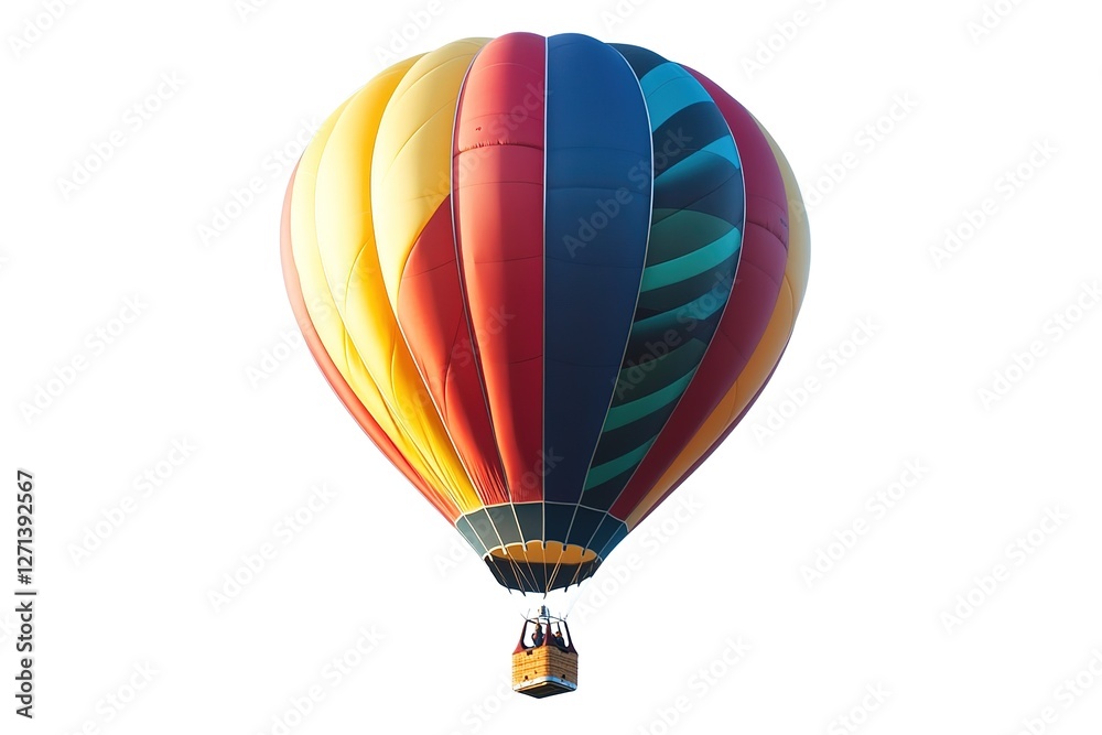 Fototapeta premium Vibrant Hot Air Balloons Soaring High: A Colorful Celebration of Flight, Adventure, and Freedom. Perfect for travel brochures, websites, posters, and more! These whimsical, isolated balloons add a 