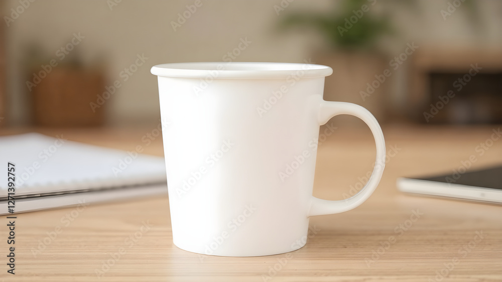 A high-quality mockup of a paper mug placed on a desk with soft natural light. The blank mug provides space for custom designs or logos. The background is neutral with a subtle bokeh effect. A high-quality mockup of a paper mug placed on a desk with soft natural light. The blank mug provides space for custom designs or logos. The background is neutral with a subtle bokeh effect.