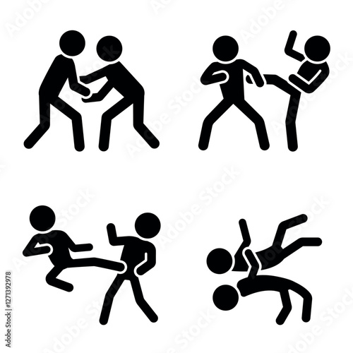 Stick figures martial arts