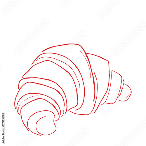 hand drawn line art vector of a croissant. Italian bakery foods. Drawing in vintage inspired style.