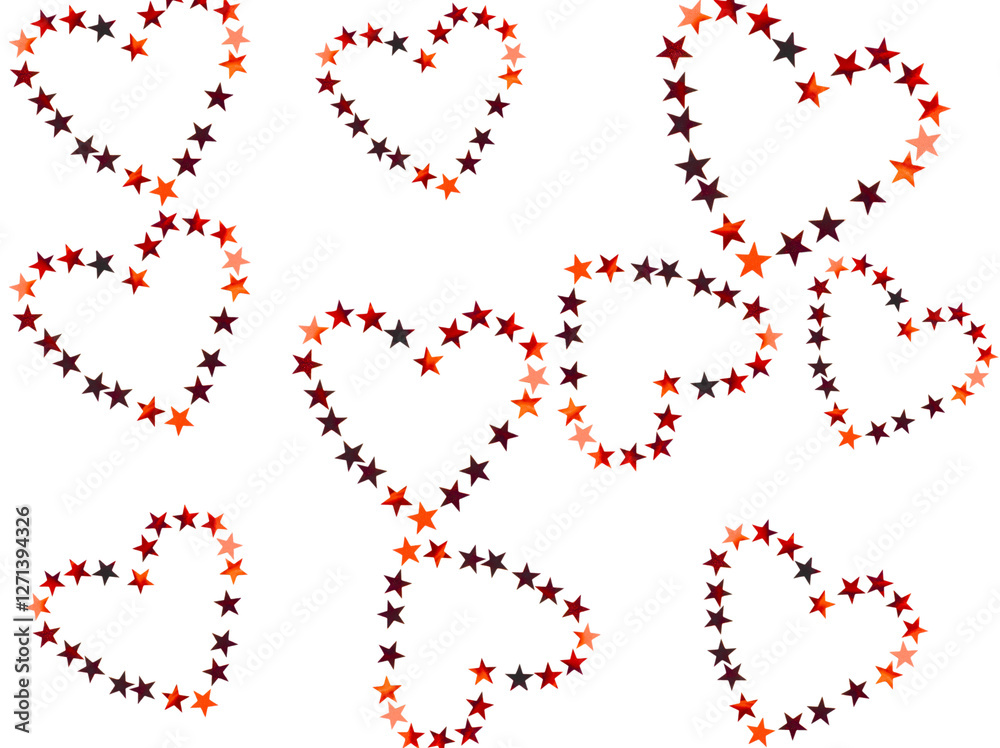 Fototapeta premium Red confetti in the shape of stars isolated on a white or transparent background. Decoration for holiday backgrounds