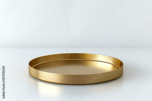 Elegant Gold Round Tray: Perfect for Mockups, Product Displays, and Luxury Branding. Isolated on a pristine white background, this high-resolution image offers versatility for various design projects.