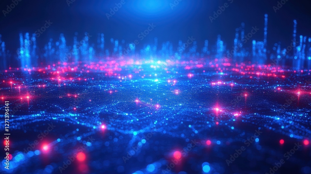 Vibrant Abstract Digital Landscape with Glowing Nodes and Lines Vibrant Abstract Digital Landscape with Glowing Nodes and Lines