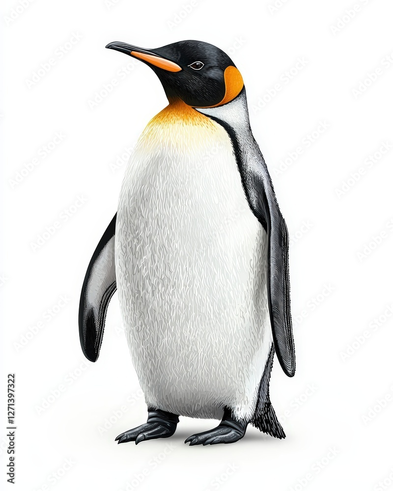 Fototapeta premium A vibrant and beautifully detailed emperor penguin standing gracefully against a soft background, showcasing its unique features.