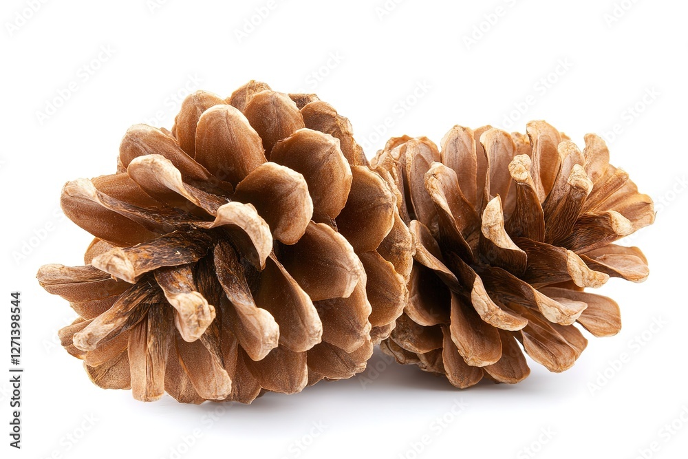 Close-up Detailed Pinecone, Isolated on Pure White Background. Perfect for Nature-themed Designs, Holiday Decorations, Botanical Illustrations, and Educational Materials. High-Resolution Image Ideal Close-up Detailed Pinecone, Isolated on Pure White Background. Perfect for Nature-themed Designs, Holiday Decorations, Botanical Illustrations, and Educational Materials. High-Resolution Image Ideal