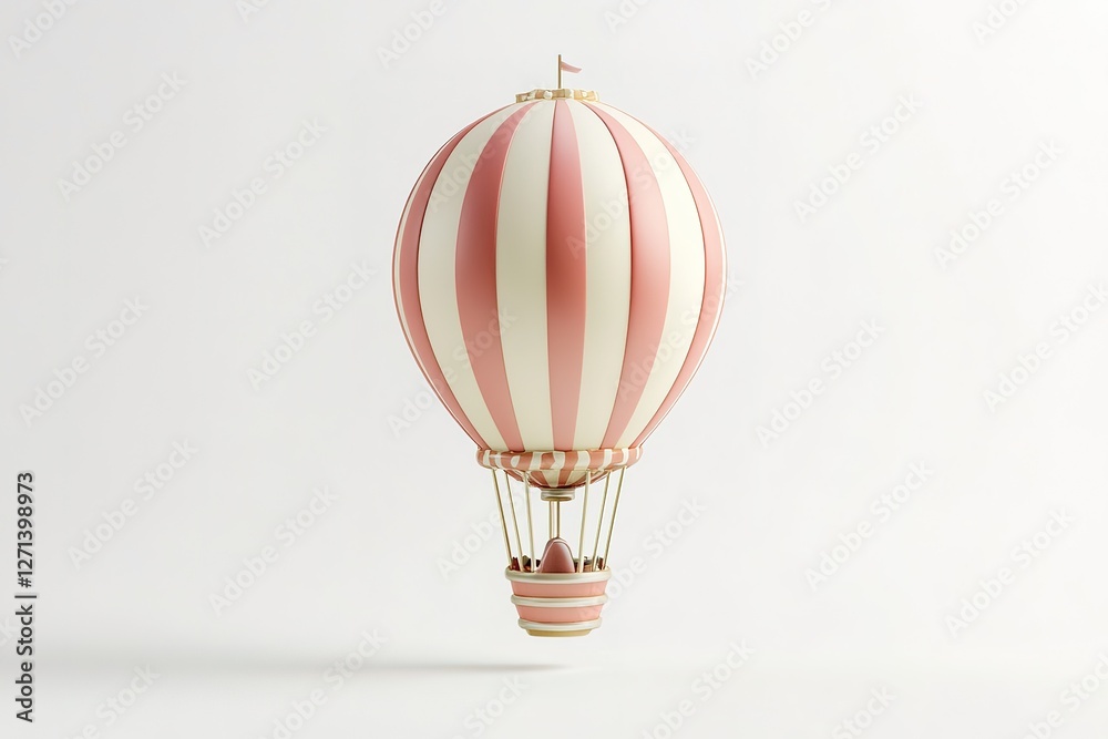 Fototapeta premium Magical Holiday Hot Air Balloon Adventure: Festive Winter Wonderland Scene with a Realistic Hot Air Balloon Soaring Through a Snowy Landscape, Perfect for Christmas Cards, Winter Vacation Promotions, 