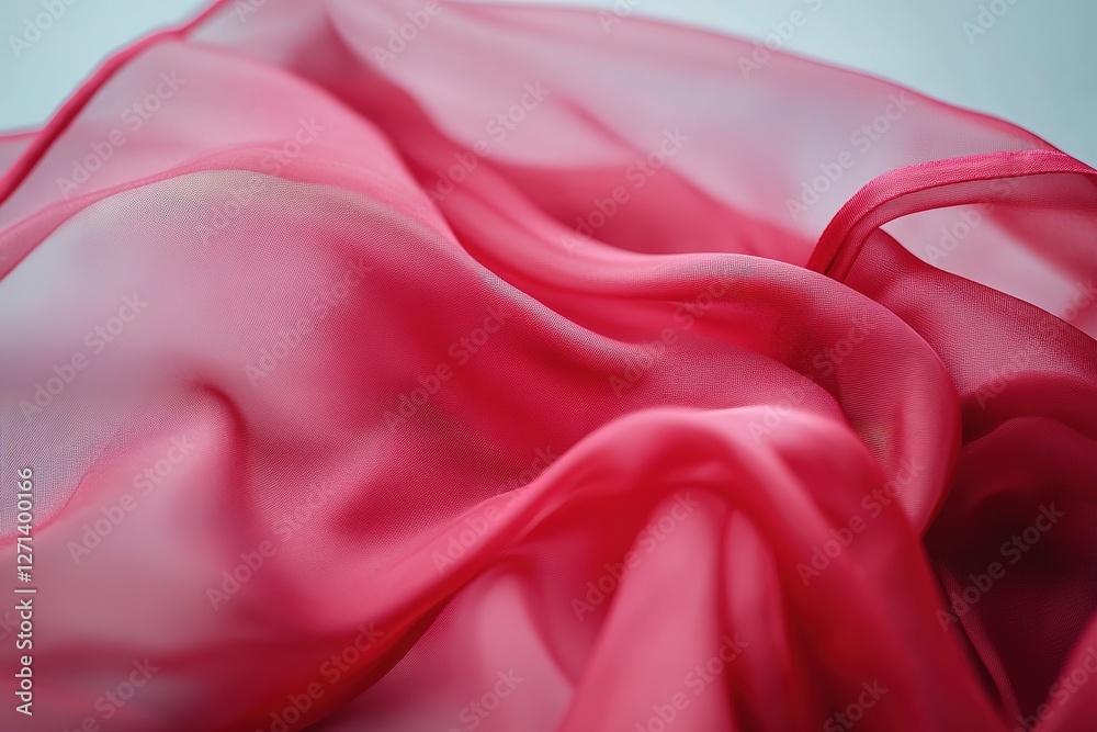 Obraz premium Crimson Silk Swirl: Elegant Red Fabric Dancing in the Wind, Isolated on Pure White Background. Perfect for Fashion, Beauty, and Luxury Branding Designs. Adds a touch of sophistication and movement to 