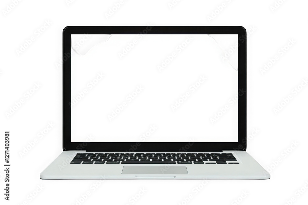 Laptop with blank screen isolate on png or transparent background for new product Laptop with blank screen isolate on png or transparent background for new product